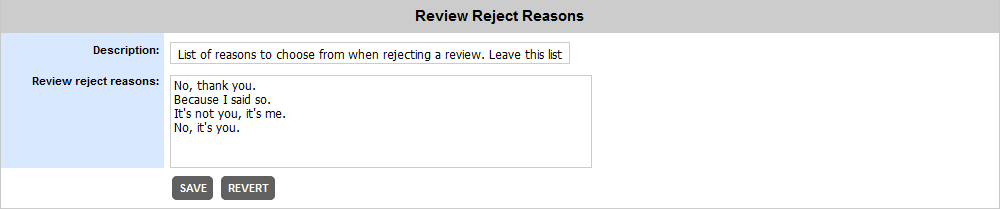 The Reject Reasons section in Access Restrictions