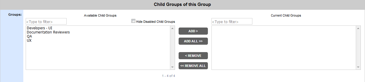 The Child Groups list