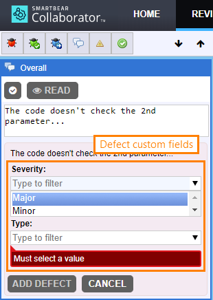 Defect custom fields