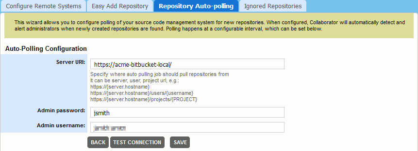 Integration with Bitbucket: Auto-polling Settings