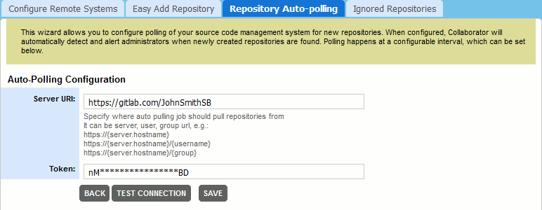 Integration with GitLab: Auto-polling Settings
