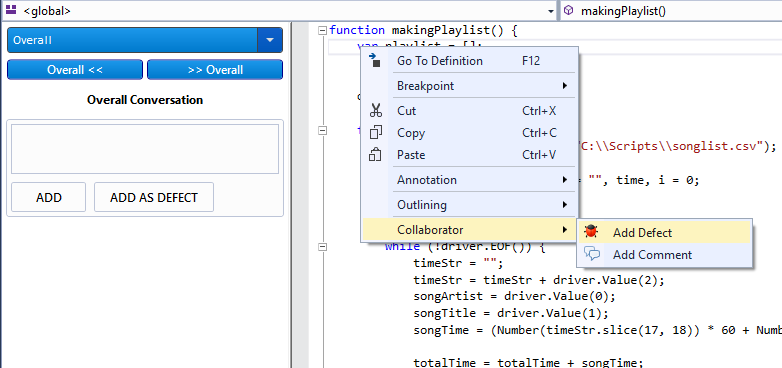 Adding line defect in Visual Studio Extension