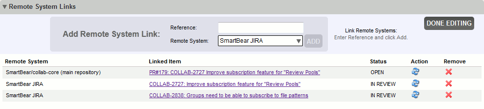 Review with links to JIRA tickets