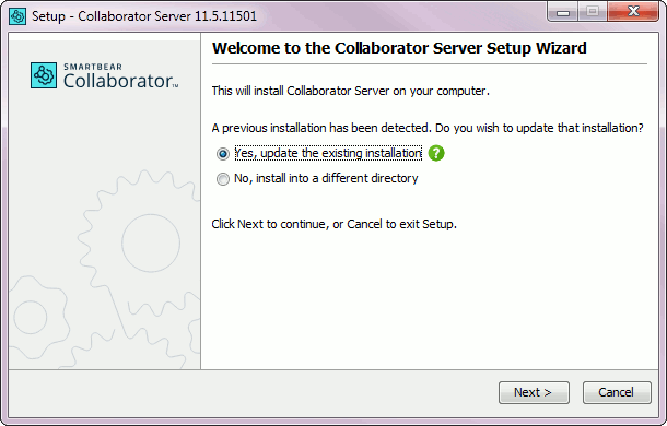 Installation wizard: Upgrading the existing installation