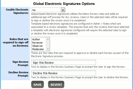 The Electronic Signatures tab