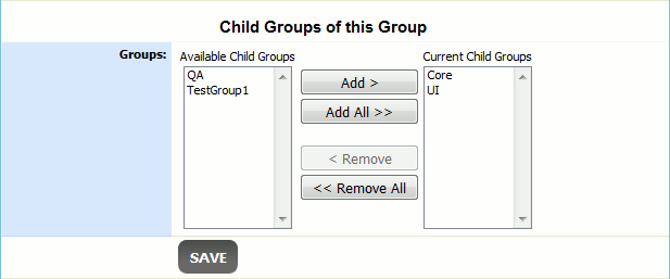 The Child Groups list