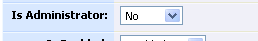 The Is Administrator drop-down list