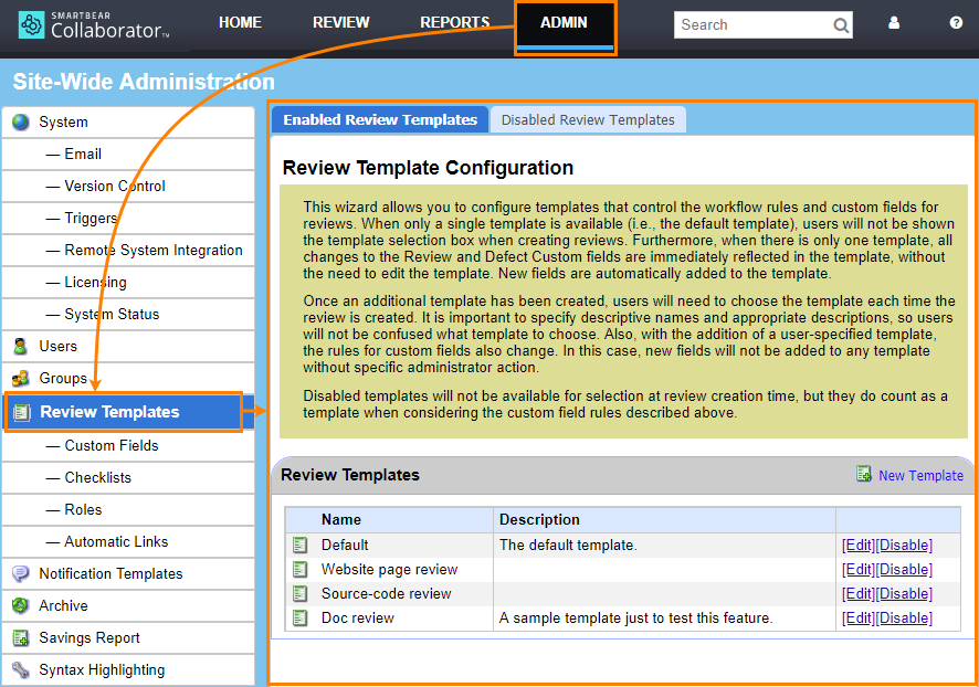 Create a review template Create a review template