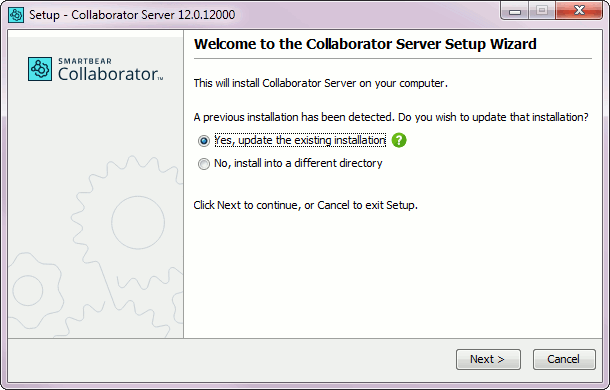 Installation wizard: Upgrading the existing installation
