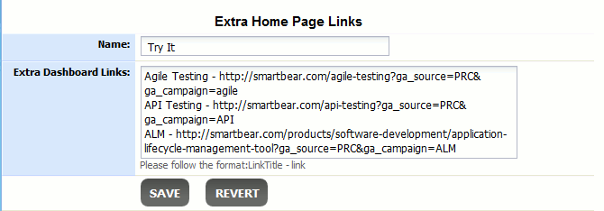 The Extra Links section in Settings