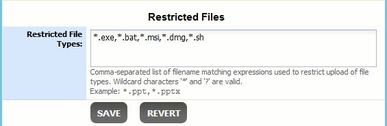 The File Types tab