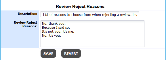 The Reject Reasons section in Access Restrictions