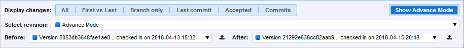 Diff Viewer header in advanced revision selection mode Diff Viewer header in advanced revision selection mode