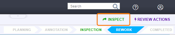 Inspect button in header of Review Screen