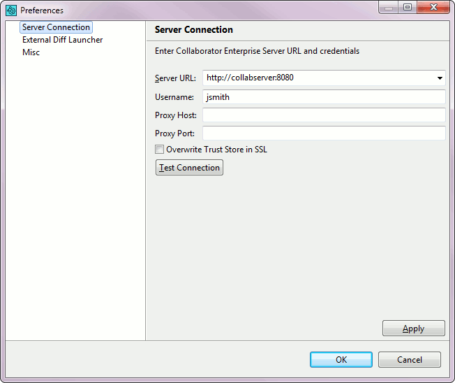 Collaborator GUI Client - Server Connection Preferences Collaborator GUI Client - Server Connection Preferences