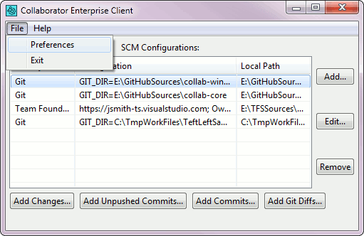 Collaborator GUI Client - Calling the Preferences Dialog Collaborator GUI Client - Calling the Preferences Dialog