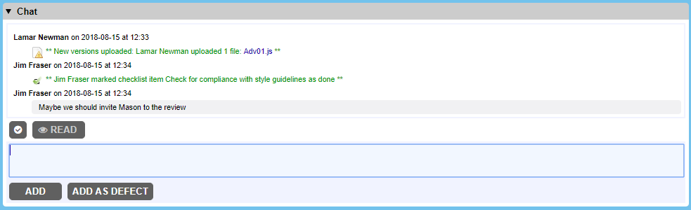 Chat section in Web Client Chat section in Web Client
