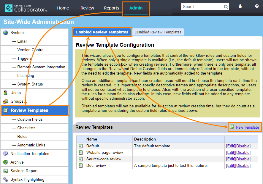 Create a review template Create a review template