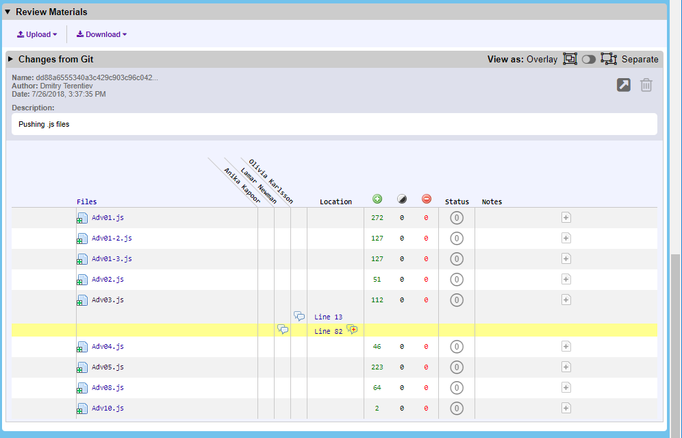 Review Materials section in Web Client Review Materials section in Web Client
