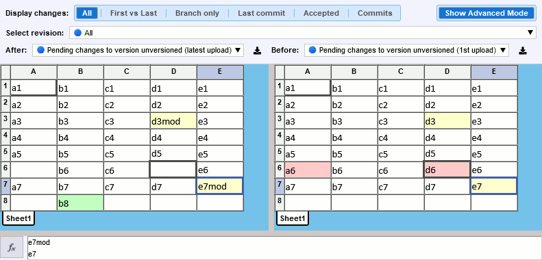 Highlighting cell differences
