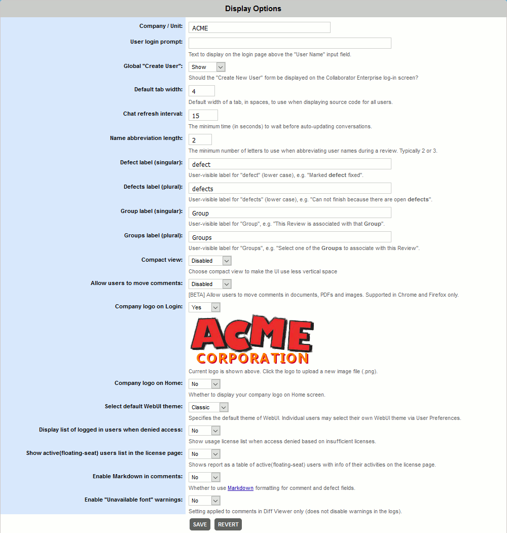 The Display Options tab The Display Options tab