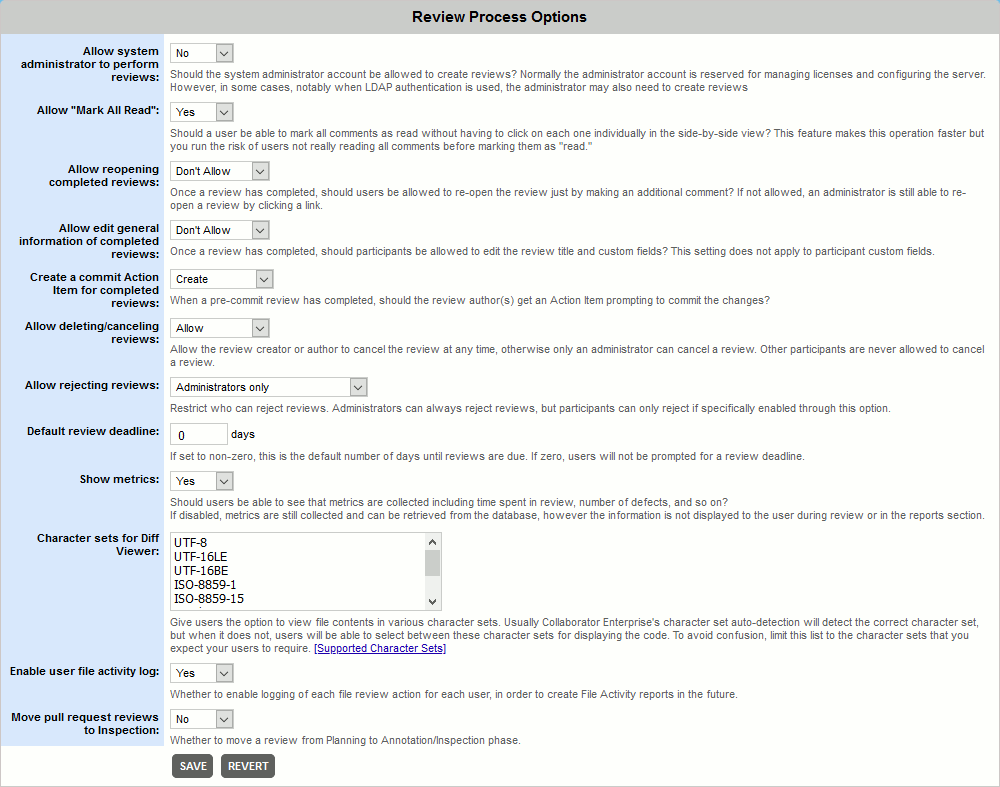 The Review Process tab The Review Process tab