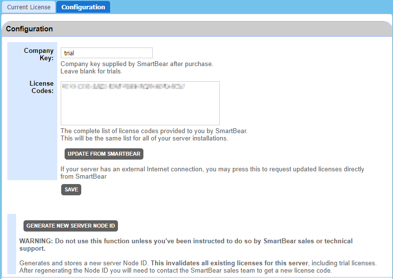 Configuration tab Configuration tab