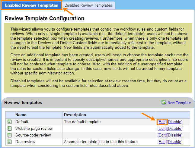 Edit a review template Edit a review template