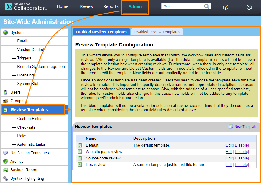 Create a review template Create a review template