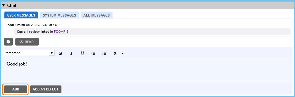 Adding global comment in Web Client Adding global comment in Web Client