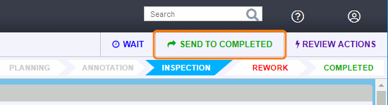 The 'Send to completed' button on the review screen