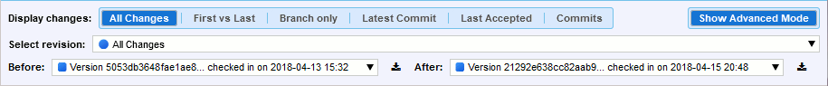 Diff Viewer header in advanced revision selection mode Diff Viewer header in advanced revision selection mode