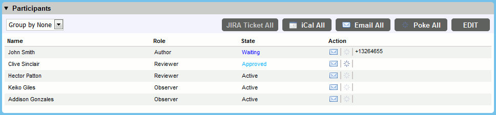 Participants section in Web Client Participants section in Web Client
