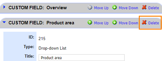 Delete a custom field