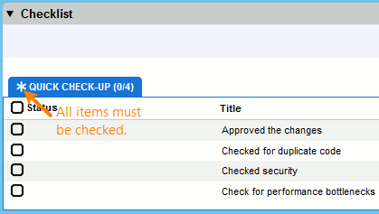 Asterisk in the checklist title