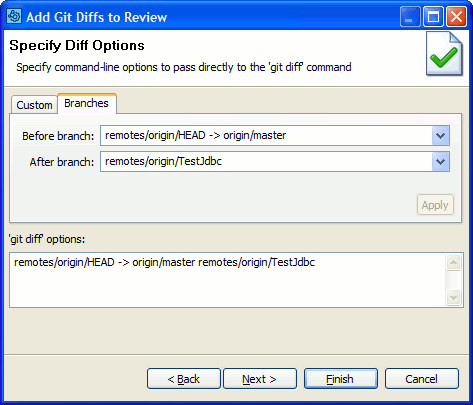 Upload the difference between two branches