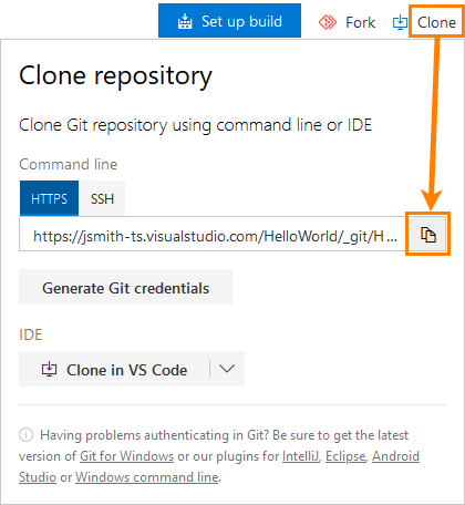 Getting URI of a Azure DevOps repository