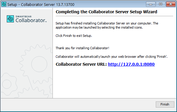 Installation wizard: The final screen
