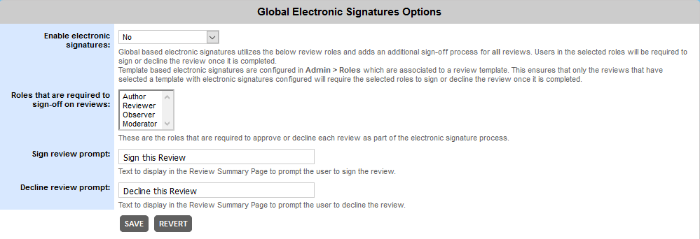 The Electronic Signatures tab The Electronic Signatures tab