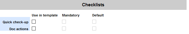 Checklist settings