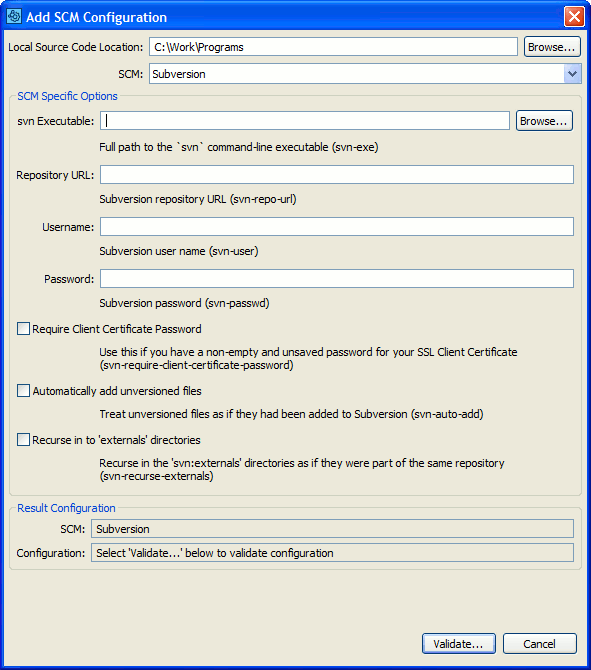 SCM Configuration: Subversion