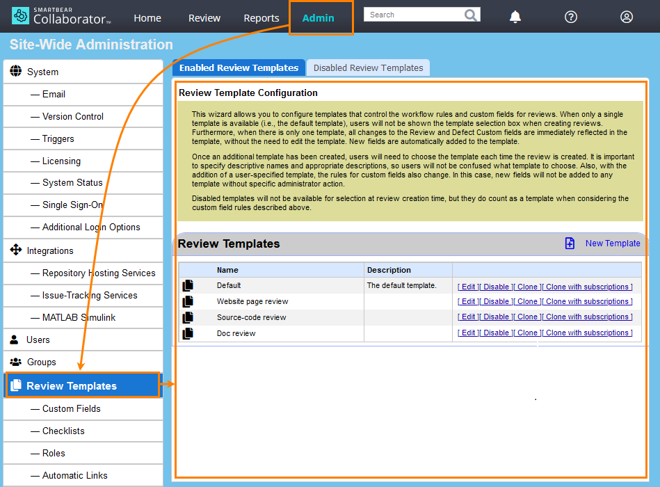 Create a review template Create a review template