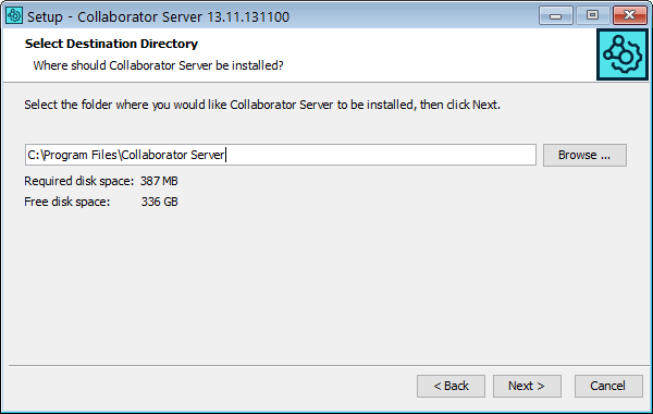 Installation wizard: The installation directory Installation wizard: The installation directory
