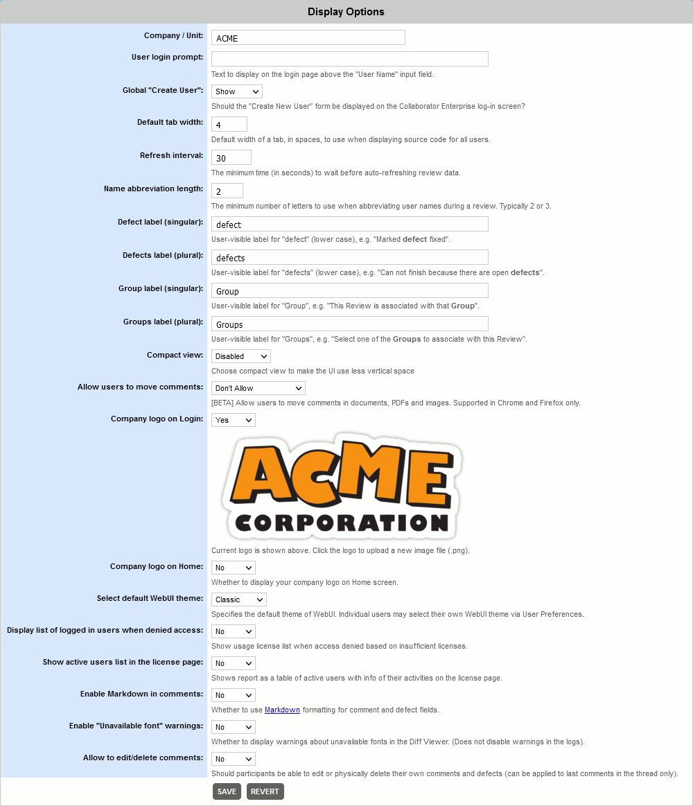 The Display Options tab The Display Options tab