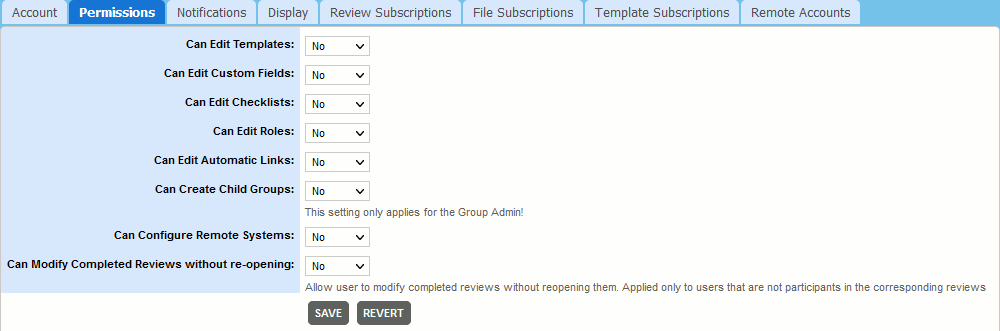The advanced permissions The advanced permissions