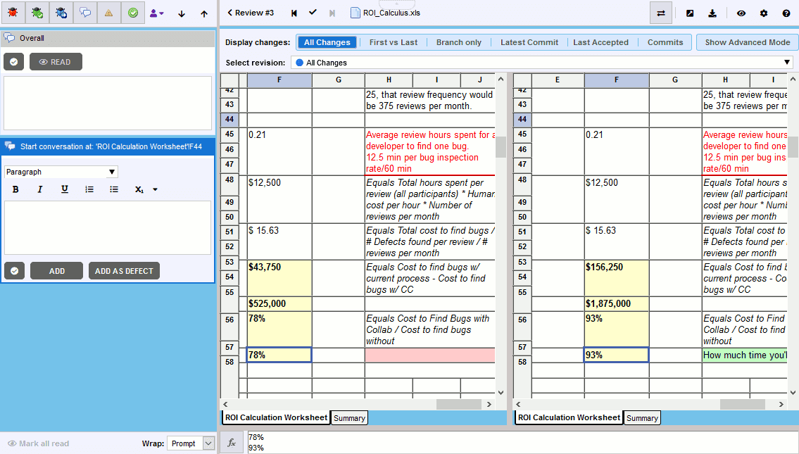 Reviewing Spreadsheets Reviewing Spreadsheets