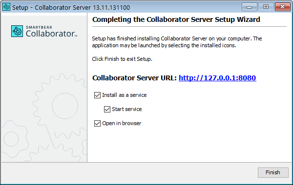 Installation wizard: The final screen