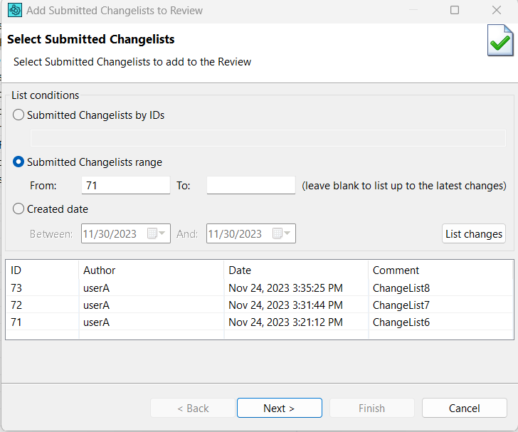 Adding (Perforce) Submitted Changelists to a Review Adding (Perforce) Submitted Changelists to a Review