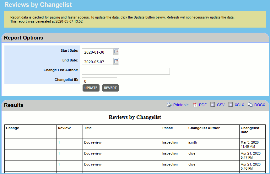 Example of list report Example of list report