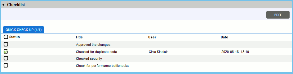 Checklist in Web Client Checklist in Web Client